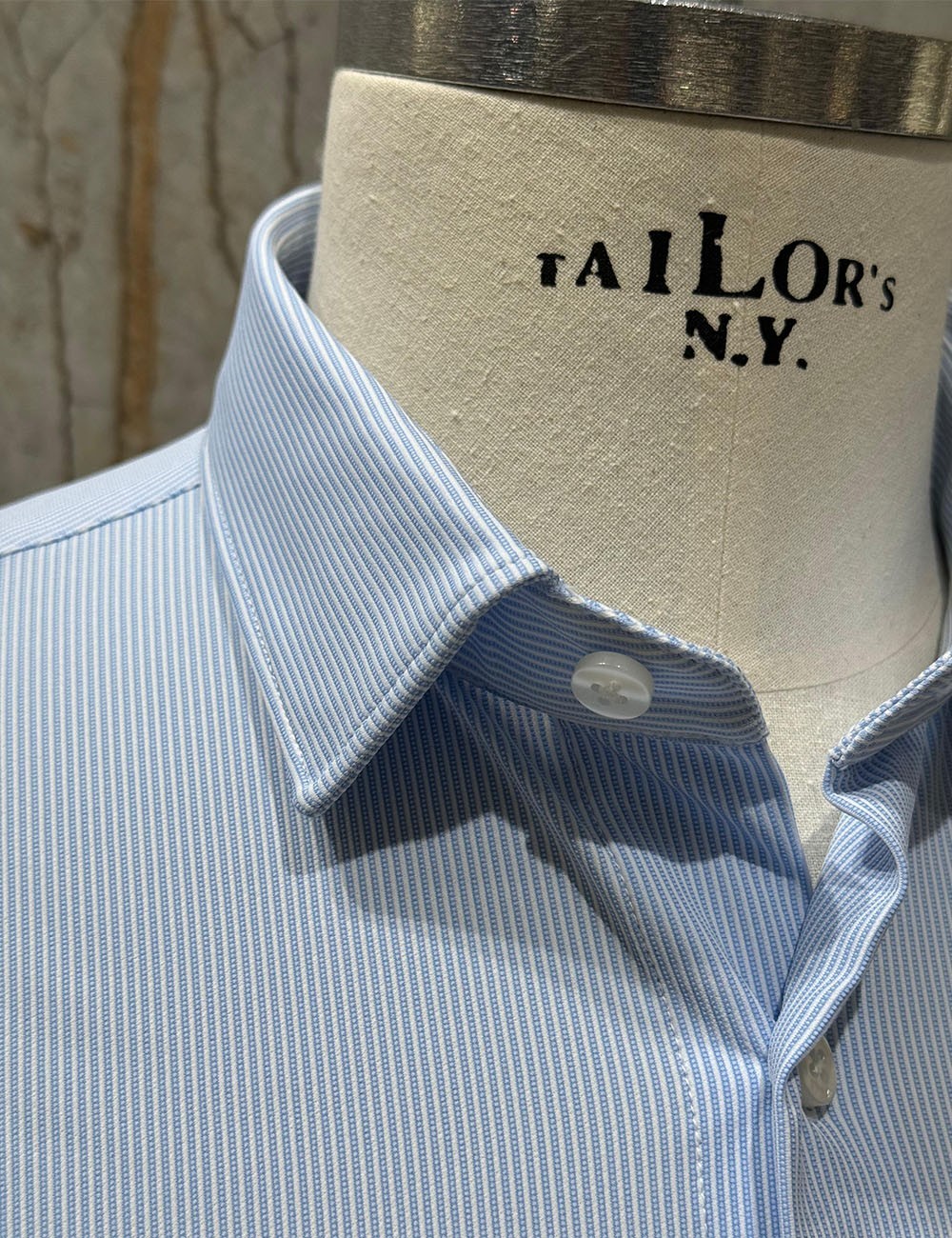 Camicia Oxford Jacquard Open Shirt Light Blue Vertical Stripes Fancy