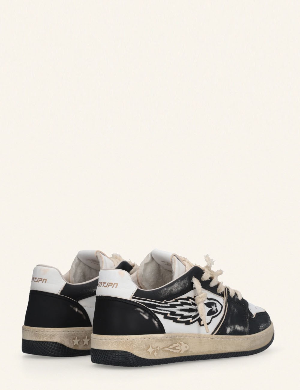 Entjpn Egg Rocket Vintage Black Leather Men's Sneakers