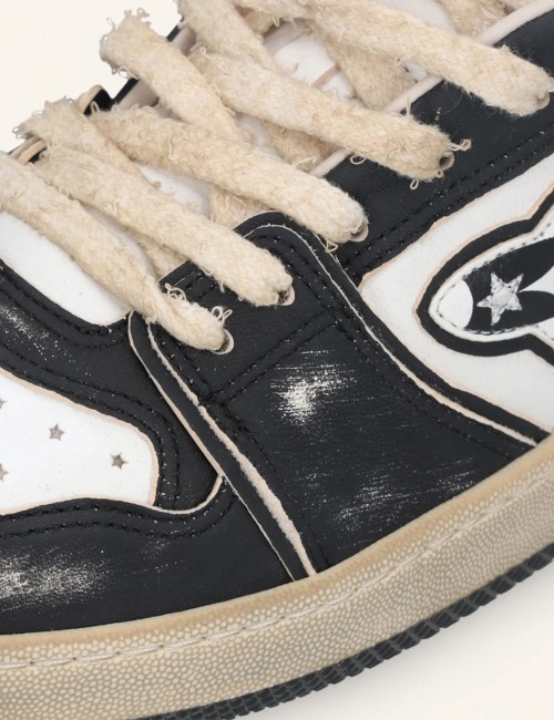 Entjpn Egg Rocket Vintage Black Leather Men's Sneakers