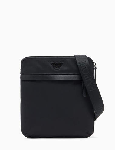 ASV recycled-nylon flat shoulder bag black