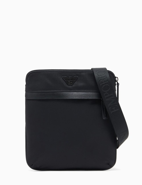 ASV recycled-nylon flat shoulder bag black