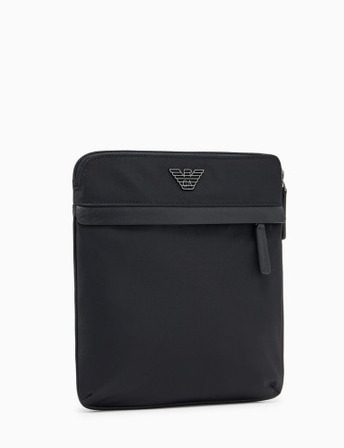 ASV recycled-nylon flat shoulder bag black