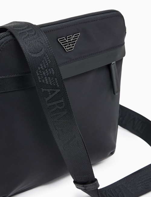 ASV recycled-nylon flat shoulder bag black