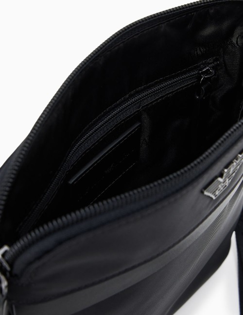ASV recycled-nylon flat shoulder bag black