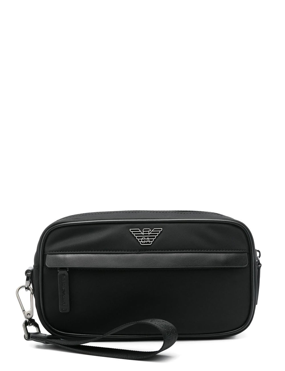 Beauty case con logo in nylon riciclato nero