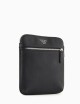 ASV regenerated Saffiano leather flat shoulder bag with eagle plate black