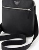 ASV regenerated Saffiano leather flat shoulder bag with eagle plate black