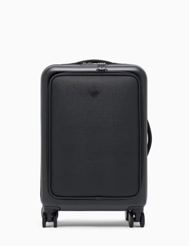 Trolley cabina in ABS dettaglio saffiano e placchetta aquila nero