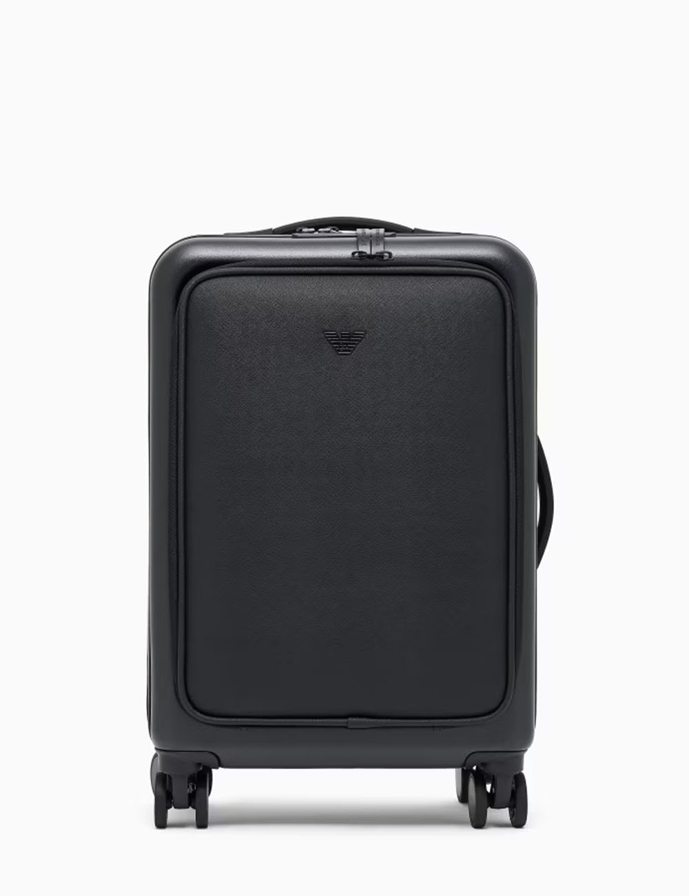 Trolley cabina in ABS dettaglio saffiano e placchetta aquila nero