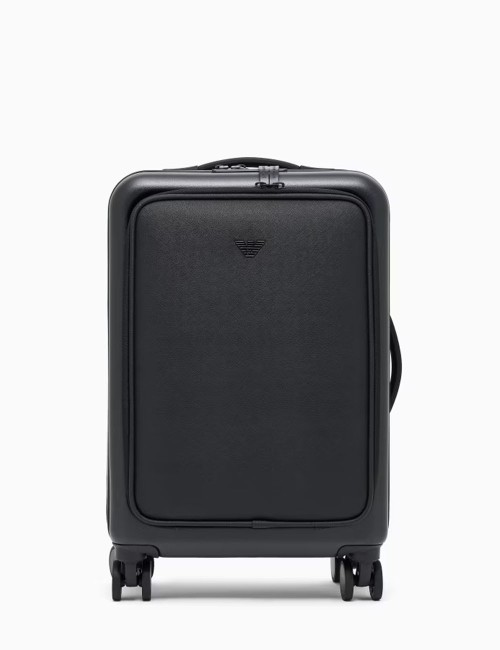 Trolley cabina in ABS dettaglio saffiano e placchetta aquila nero