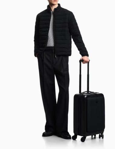 Trolley cabina in ABS dettaglio saffiano e placchetta aquila nero