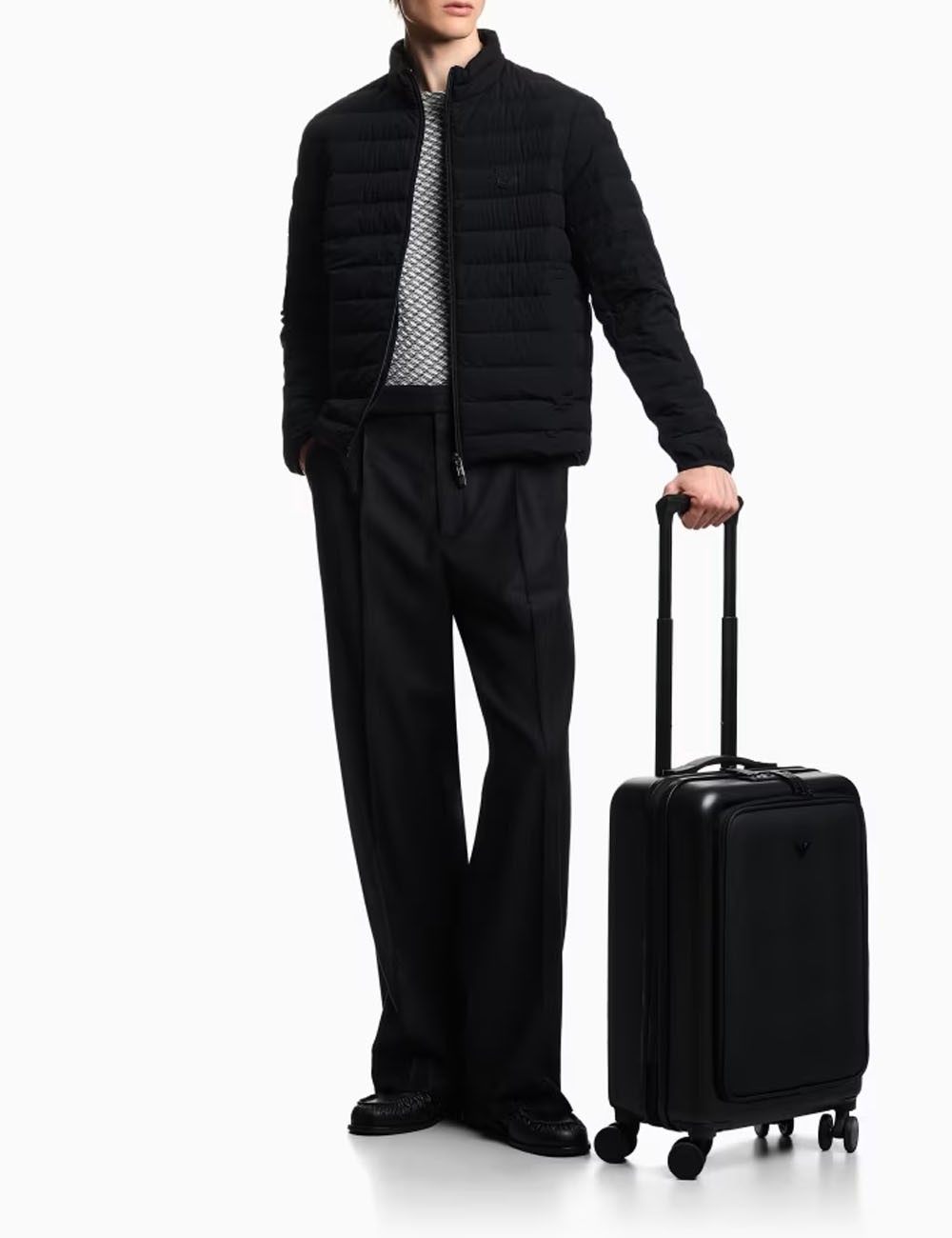 Trolley cabina in ABS dettaglio saffiano e placchetta aquila nero