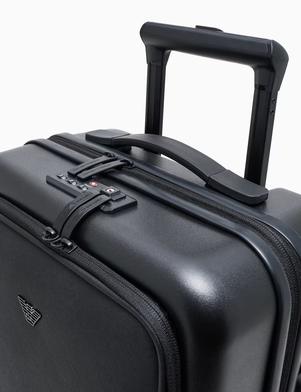 ABS carry-on case with Saffiano detail and eagle plate black