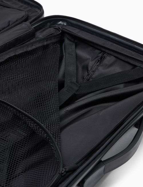 Trolley cabina in ABS dettaglio saffiano e placchetta aquila nero