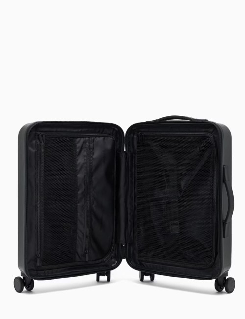Trolley cabina in ABS dettaglio saffiano e placchetta aquila nero