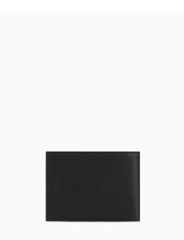 Portafoglio coin pocket in pelle rigenerata saffiano placchetta aquila ASV nero