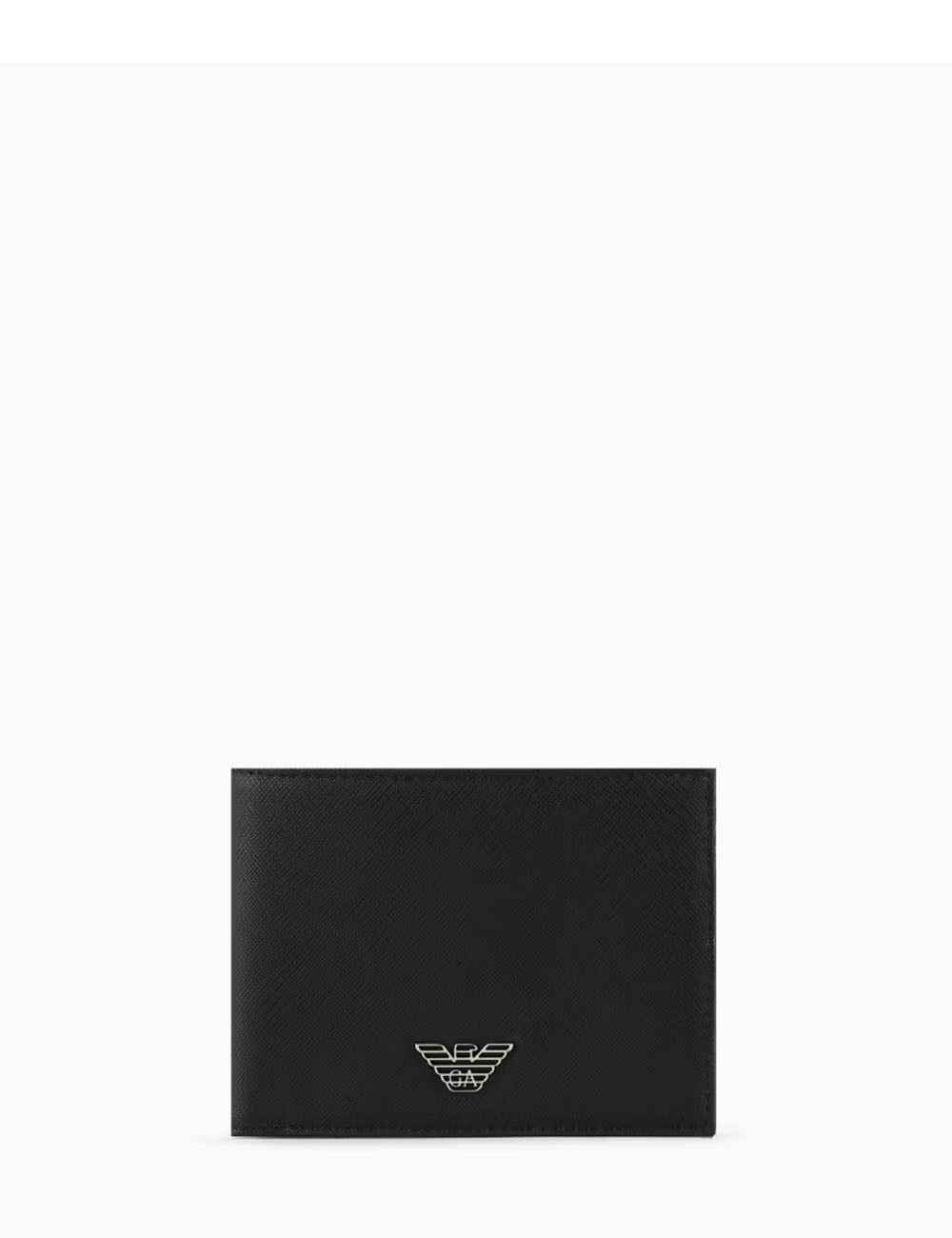 Portafoglio coin pocket in pelle rigenerata saffiano placchetta aquila ASV nero