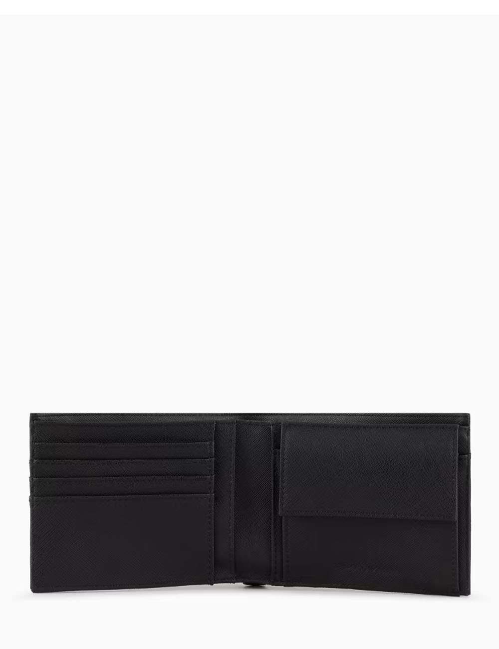Portafoglio coin pocket in pelle rigenerata saffiano placchetta aquila ASV nero