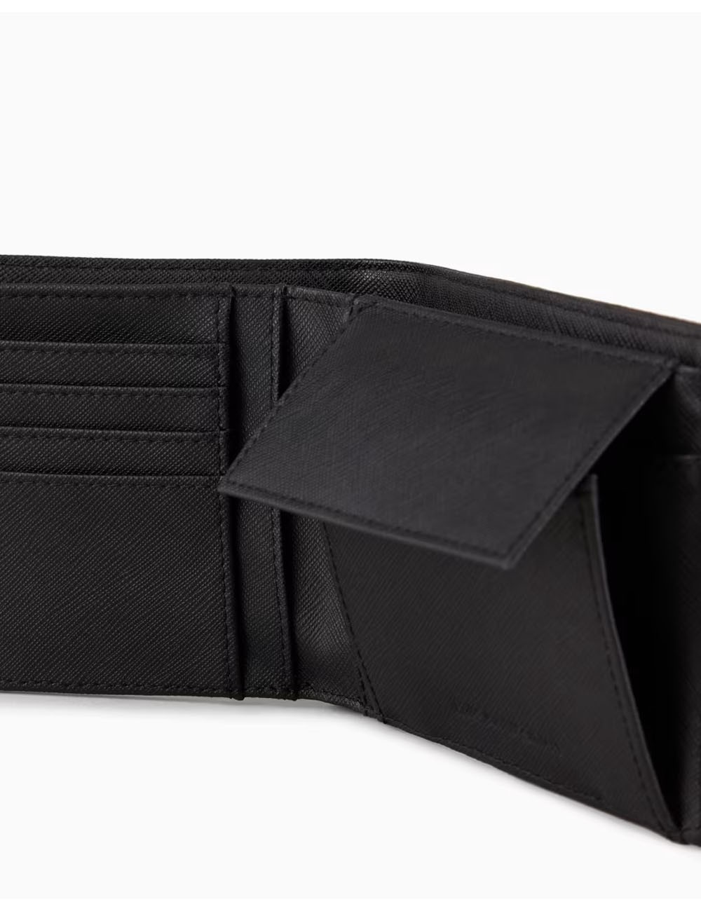 ASV regenerated Saffiano leather coin-pocket wallet with eagle plate black