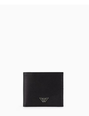 ASV regenerated Saffiano leather wallet with eagle plate black