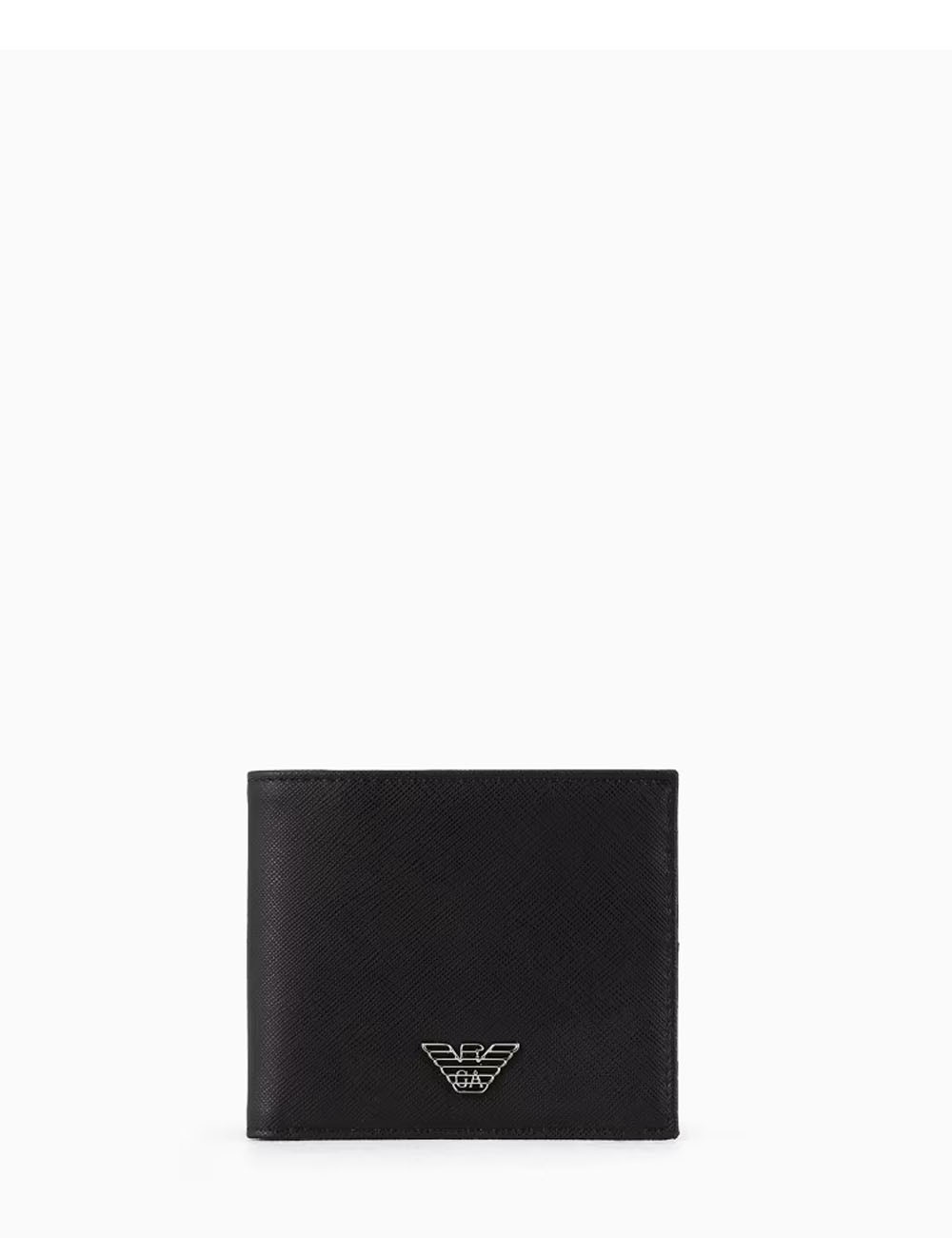 ASV regenerated Saffiano leather wallet with eagle plate black