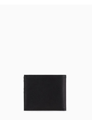 ASV regenerated Saffiano leather wallet with eagle plate black
