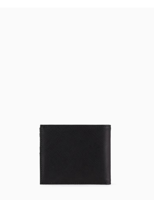 ASV regenerated Saffiano leather wallet with eagle plate black