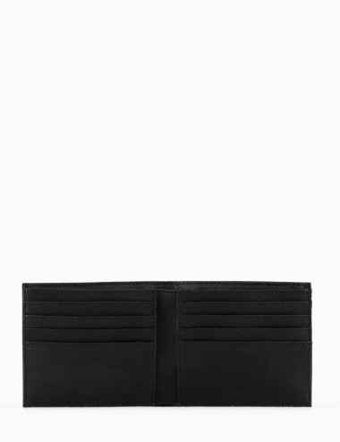 ASV regenerated Saffiano leather wallet with eagle plate black