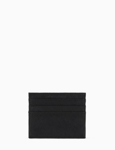 Portacarte in pelle rigenerata saffiano placchetta aquila ASV nero