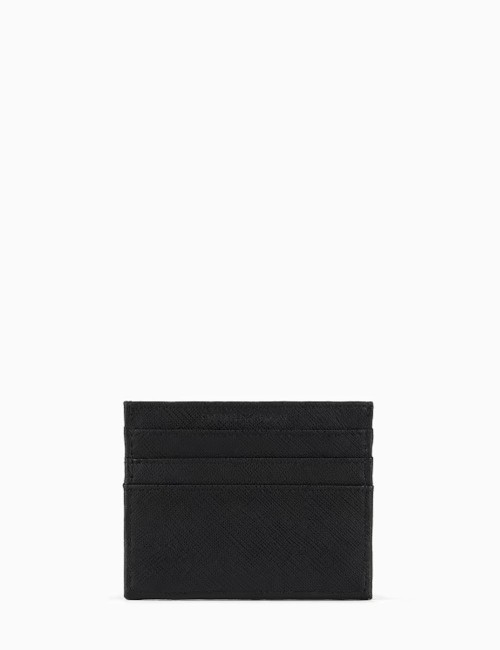 Portacarte in pelle rigenerata saffiano placchetta aquila ASV nero