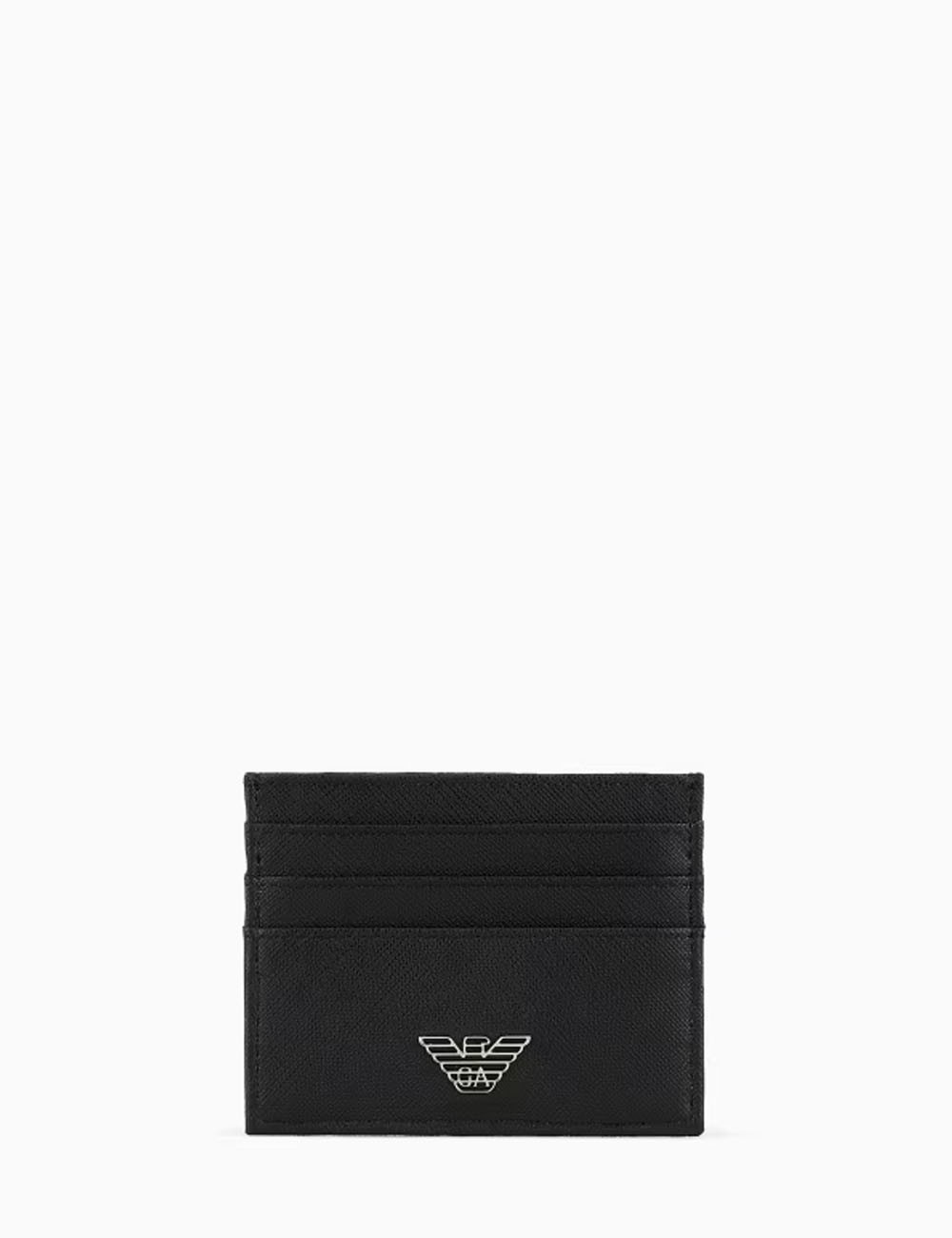 ASV regenerated Saffiano leather card holder with eagle plate black