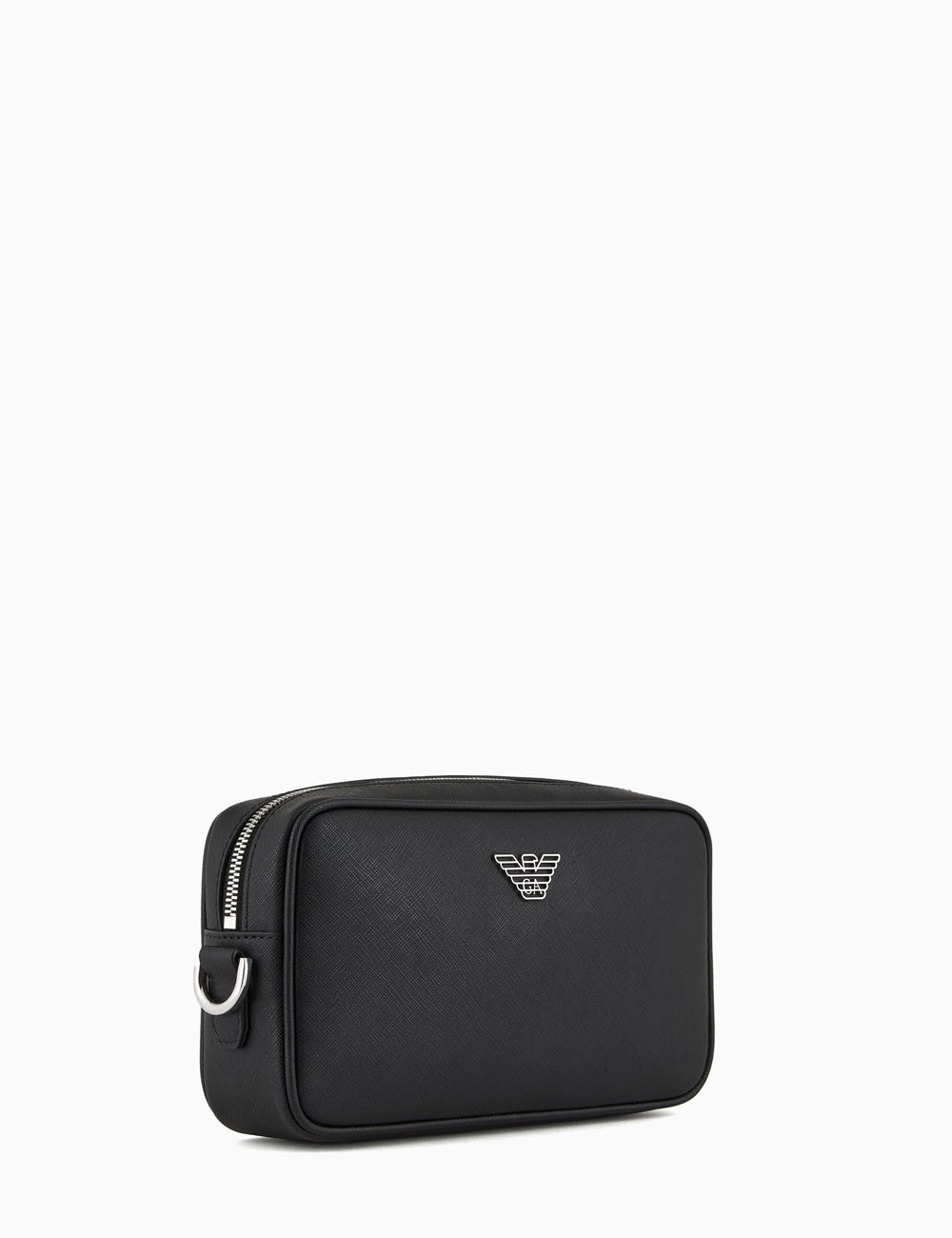 ASV regenerated Saffiano leather washbag with eagle plate black