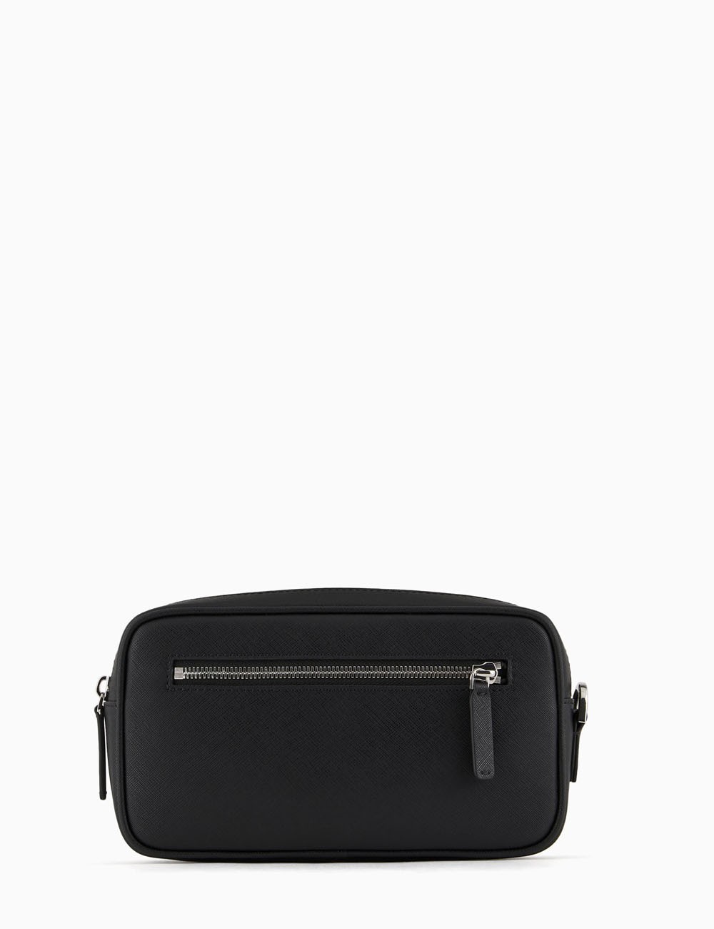 ASV regenerated Saffiano leather washbag with eagle plate black