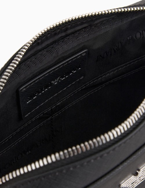 Beauty in pelle rigenerata saffiano placchetta aquila ASV nero