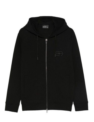 Logo cotton hoodie black