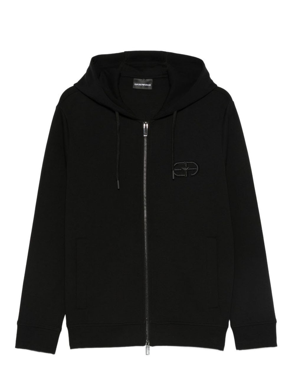 Logo cotton hoodie black