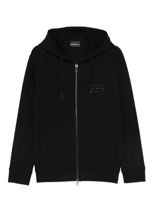Logo cotton hoodie black