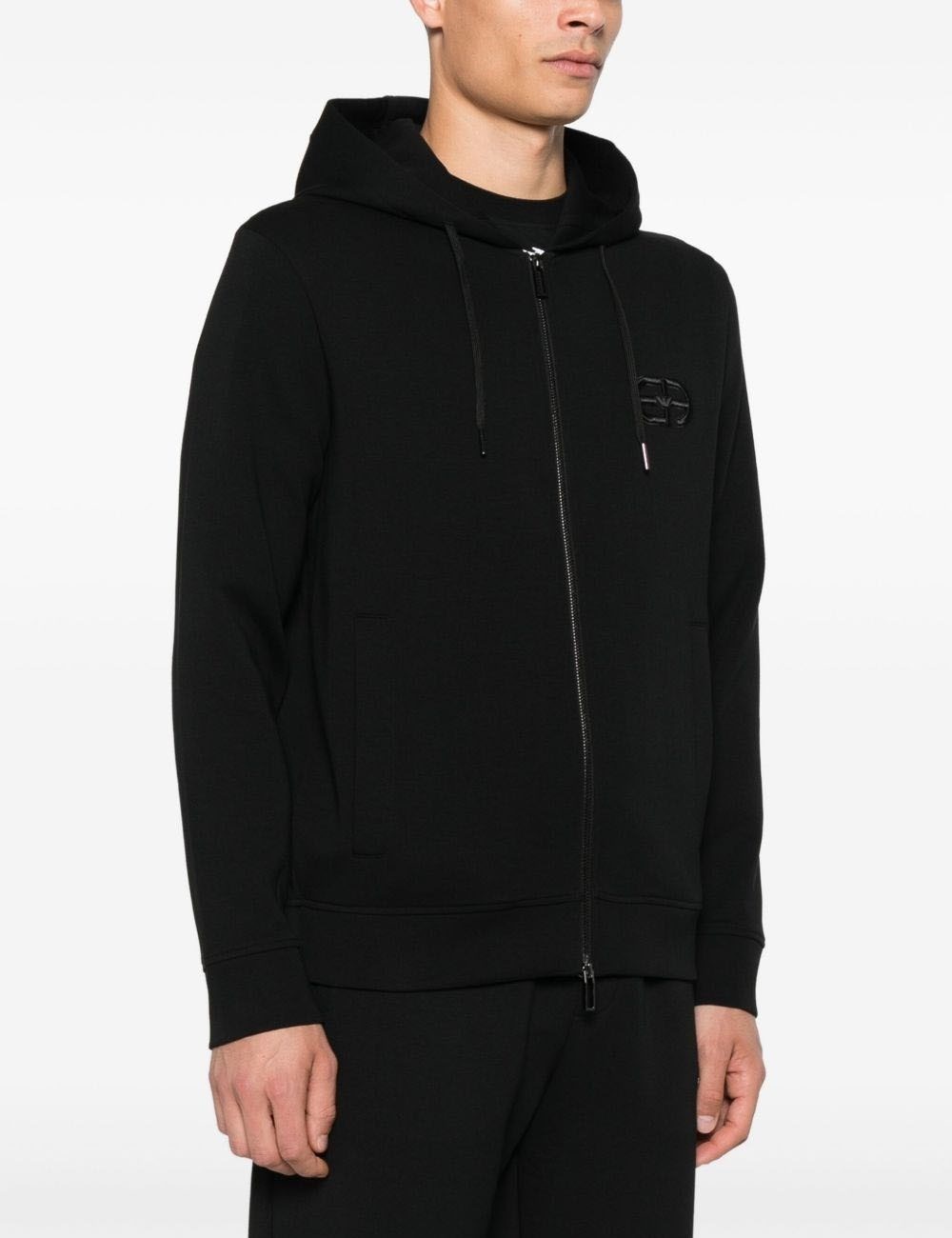 Felpa in cotone con logo nera