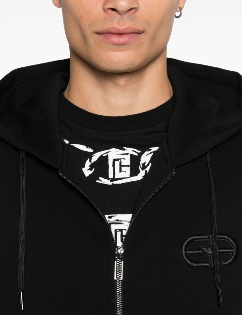 Felpa in cotone con logo nera