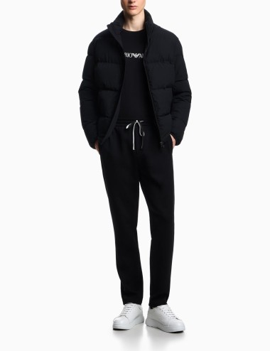 Double-jersey joggers with eagle logo patch black
