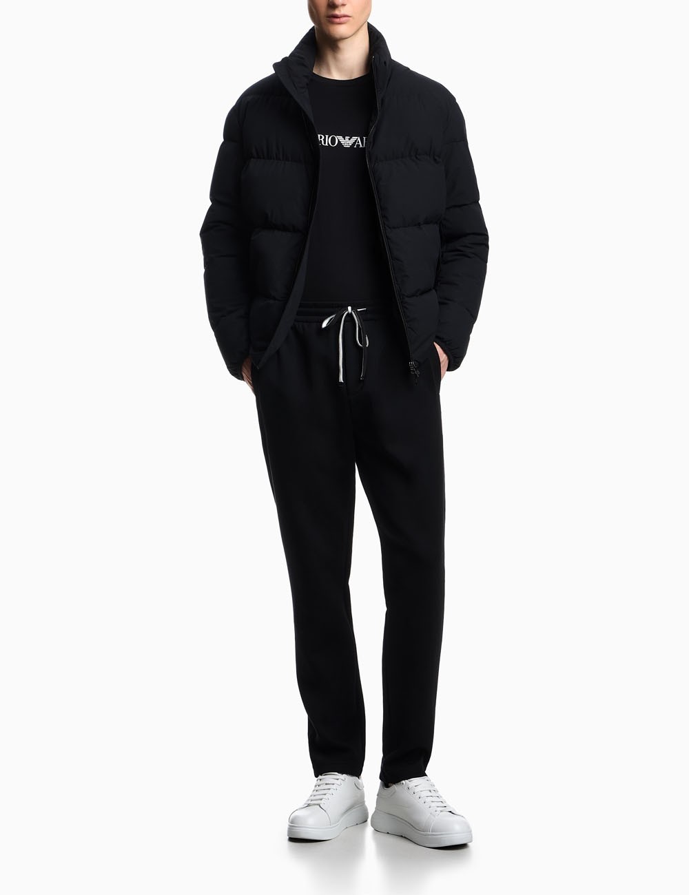 Double-jersey joggers with eagle logo patch black