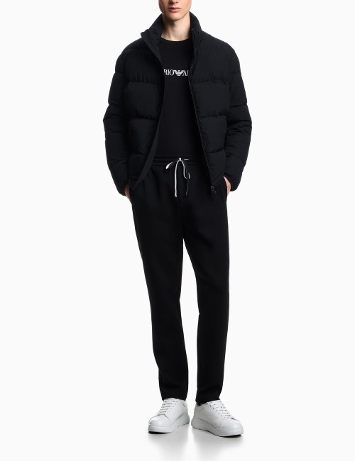 Double-jersey joggers with eagle logo patch black