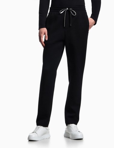 Double-jersey joggers with eagle logo patch black