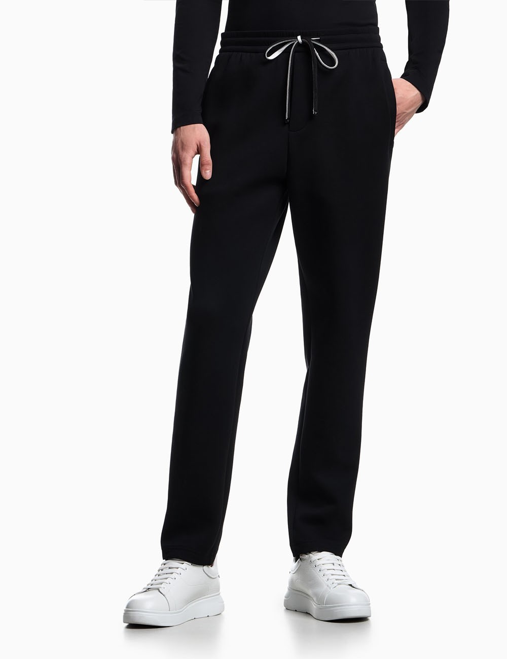 Double-jersey joggers with eagle logo patch black