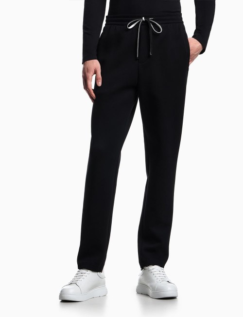 Double-jersey joggers with eagle logo patch black