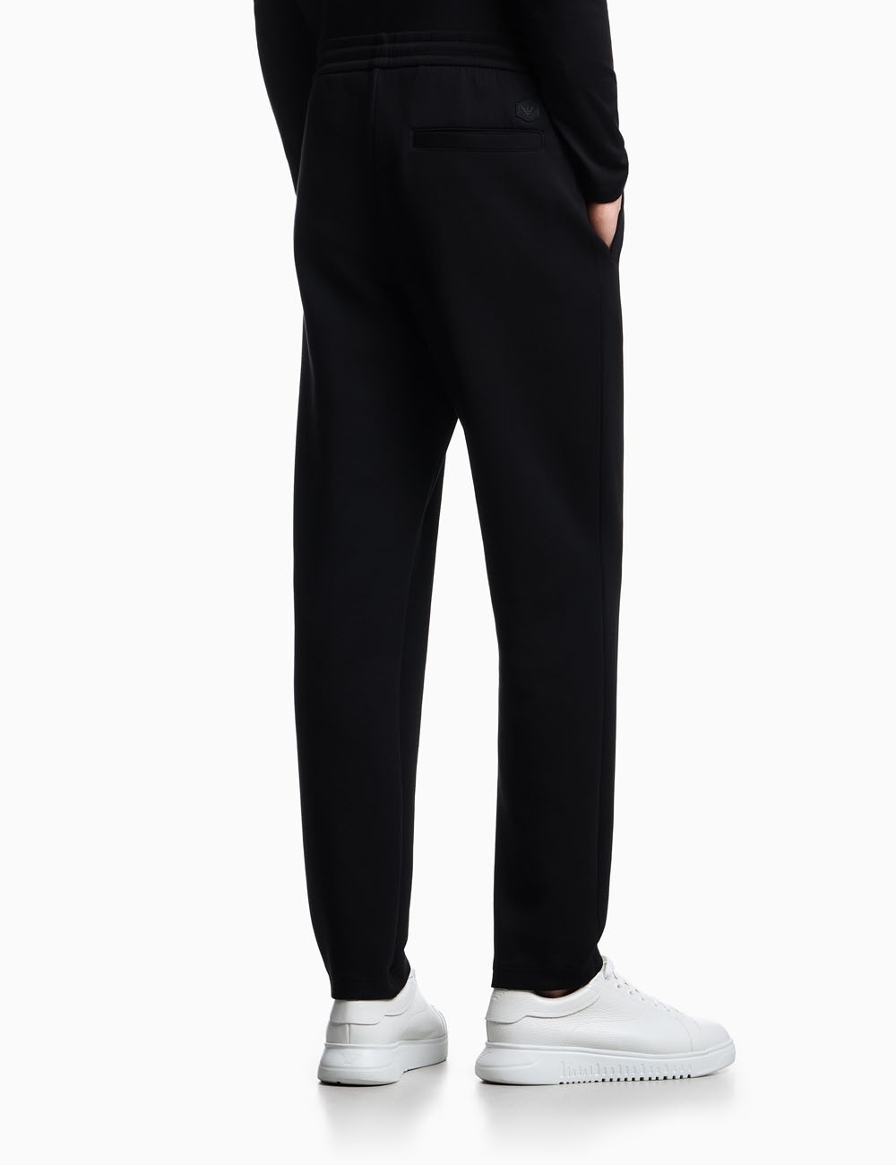 Pantaloni jogger in double jersey con patch logo aquila neri