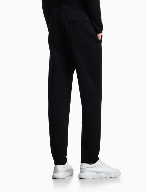 Pantaloni jogger in double jersey con patch logo aquila neri