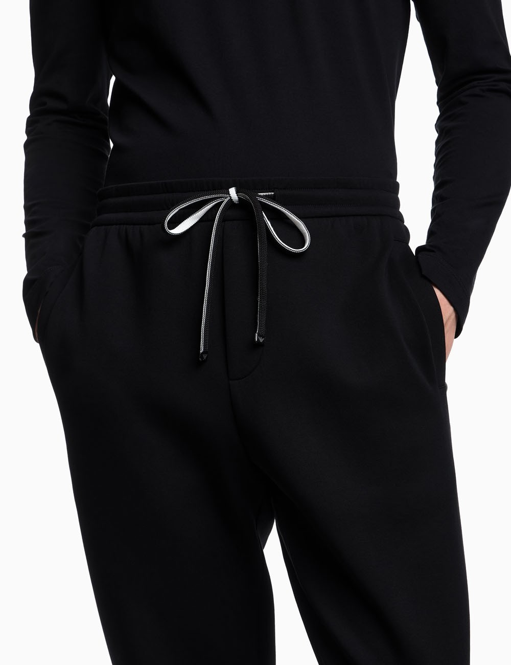 Double-jersey joggers with eagle logo patch black