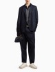 Maglione collo polo con zip in lana vergine rasata blu navy