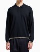 Maglione collo polo con zip in lana vergine rasata blu navy